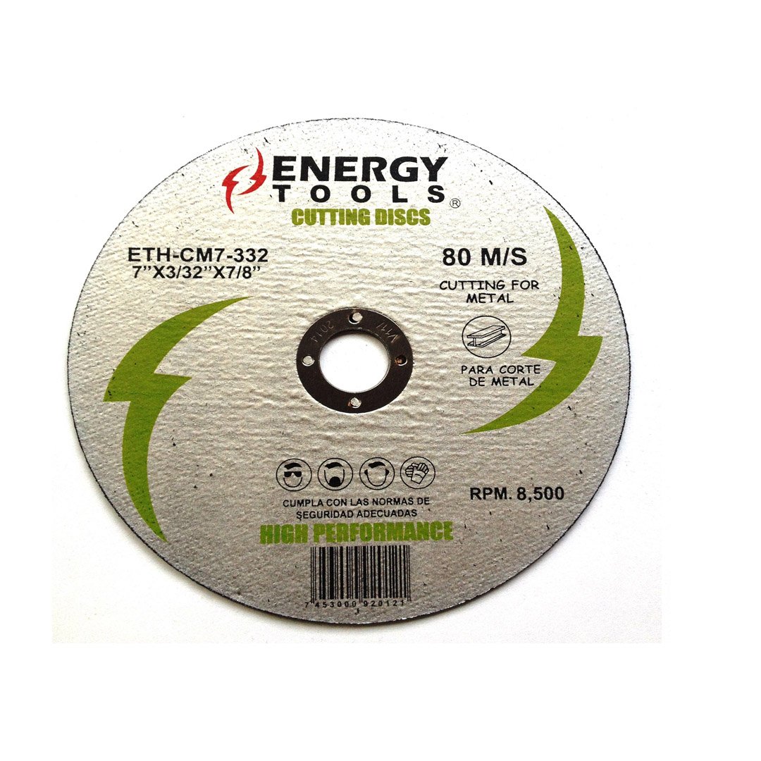 Disco abrasivo ENERGY TOOLS 7X3/32X7/8 para CORTE DE METAL