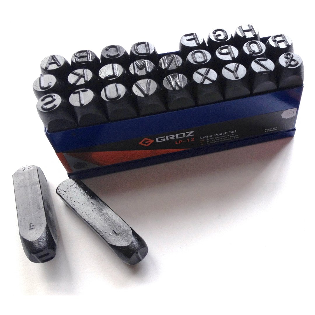 Juego abecedario de golpe 12 mm 27 piezas para marcar letras.