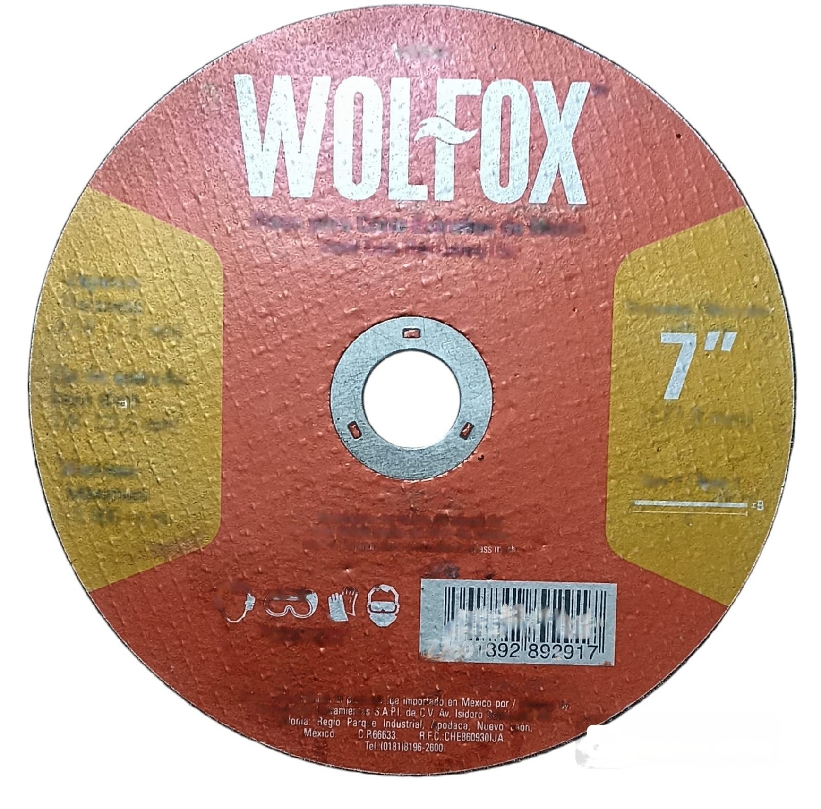 Disco abrasivo Wolfox 7 pulg x 1/16 pulg x 7/8 pulg WF0701