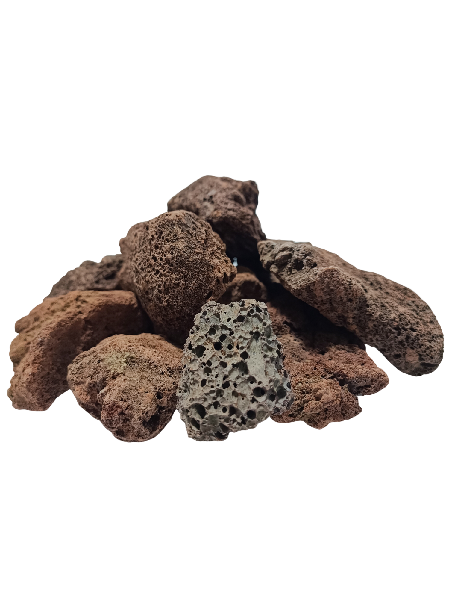 Piedra negra o roja de lava volcanica natural para asadores o chimenea